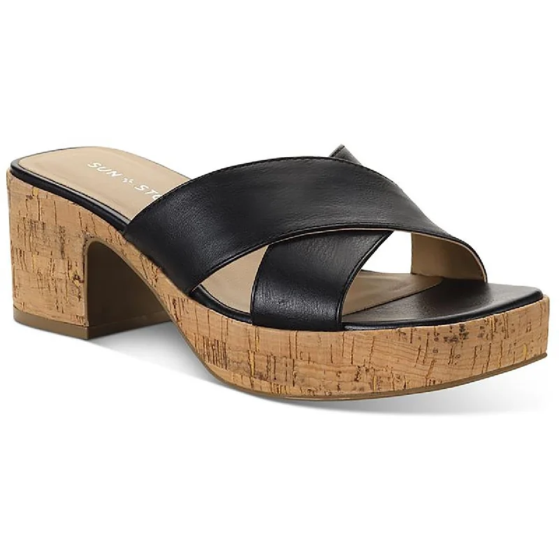 Sleek Loafers Sun + Stone Womens Giigi  Faux Leather Slide Block Heels