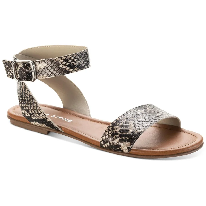 Versatile Shoes Sun + Stone Womens Miiah Faux Leather Ankle Buckle Flat Sandals