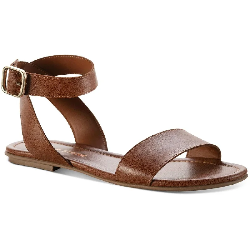 Travel Sneakers Sun + Stone Womens Miiah Faux Leather Open Toe Flat Sandals