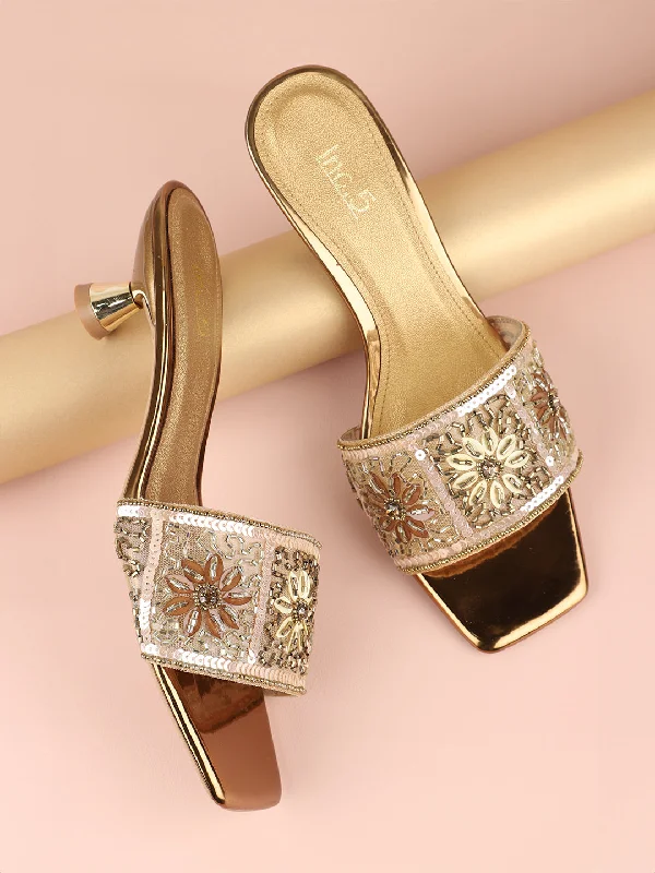 Cushion Comfort Shoes Women Antique Embellished Party Kitten Heels