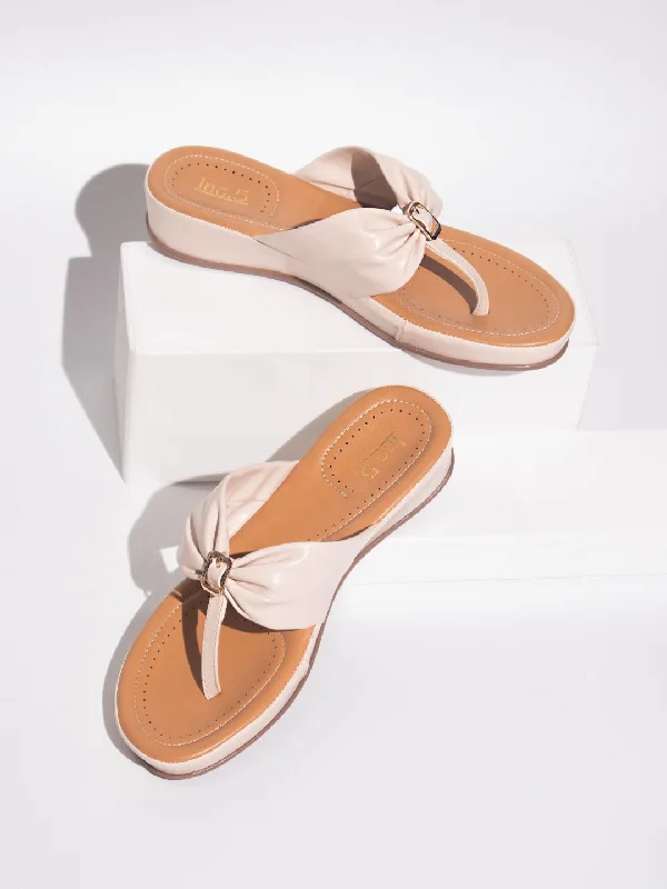 Fashion Comfort Shoes Women Beige Solid Comfort Sandals