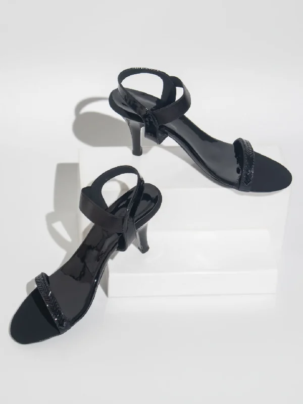 Trendy Footwear Women Black Embellished Slim Heels