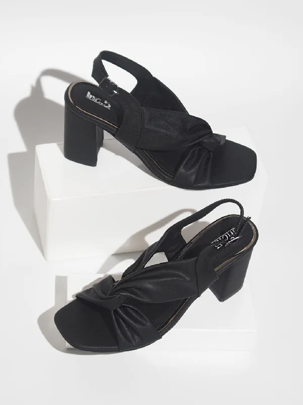Fashionable Sneakers Women Black Solid Block Heels