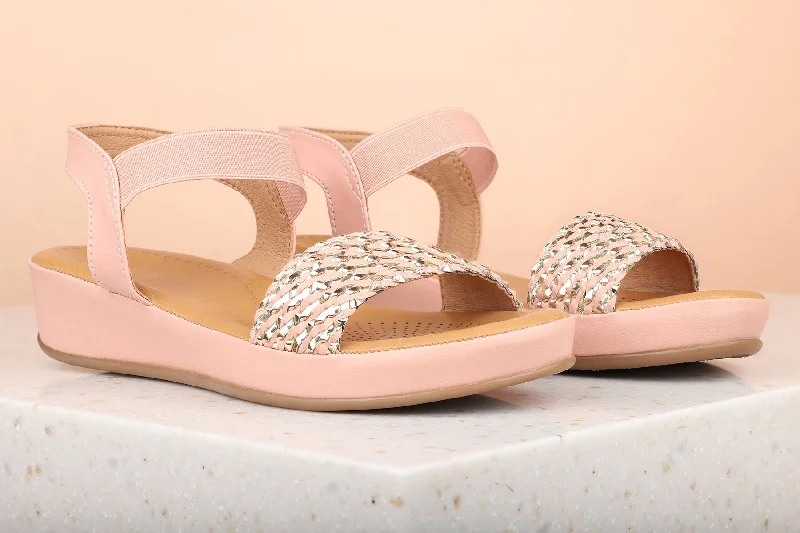 Daily Sneakers Women Peach Textured Comfort Sandals