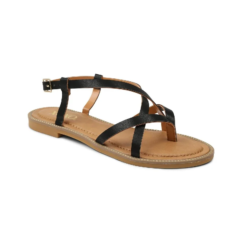 Classic Comfort Shoes XOXO Womens Maury Faux Leather Strappy Flat Sandals