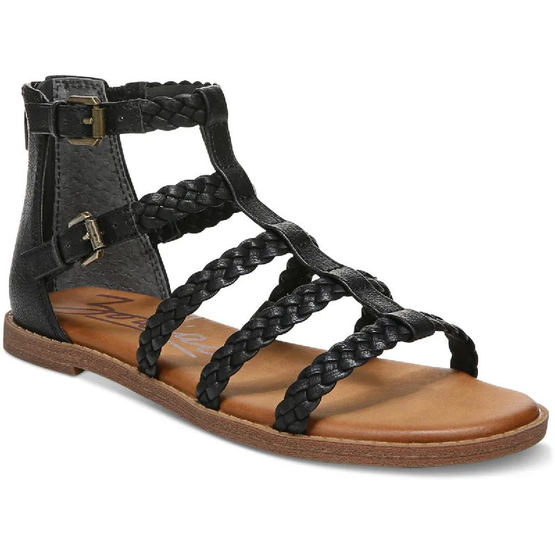 Smooth Leather Shoes Zodiac Womens Camelia Faux Leather Caged Gladiator Sandals