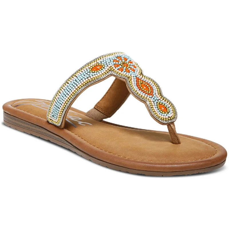 Outdoor Sneakers Zodiac Womens Yves Faux Leather Flip-Flop T-Strap Sandals