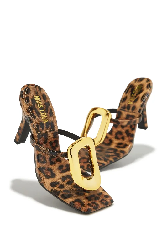 Fashion Comfort Shoes Adonna Thong Strap Mule Heels - Leopard