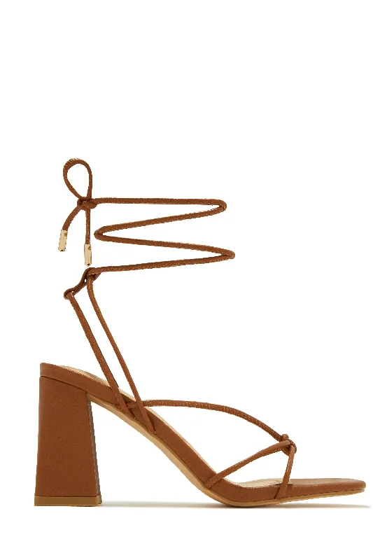 Slip-On Shoes Briella Lace Up Block Heels - Tan