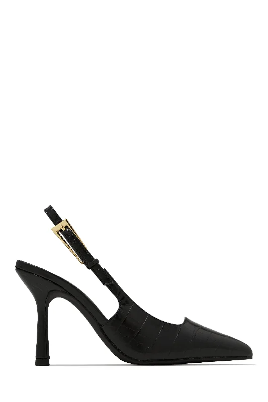 Affordable Boots Caroline Slingback Pumps - Black Croc