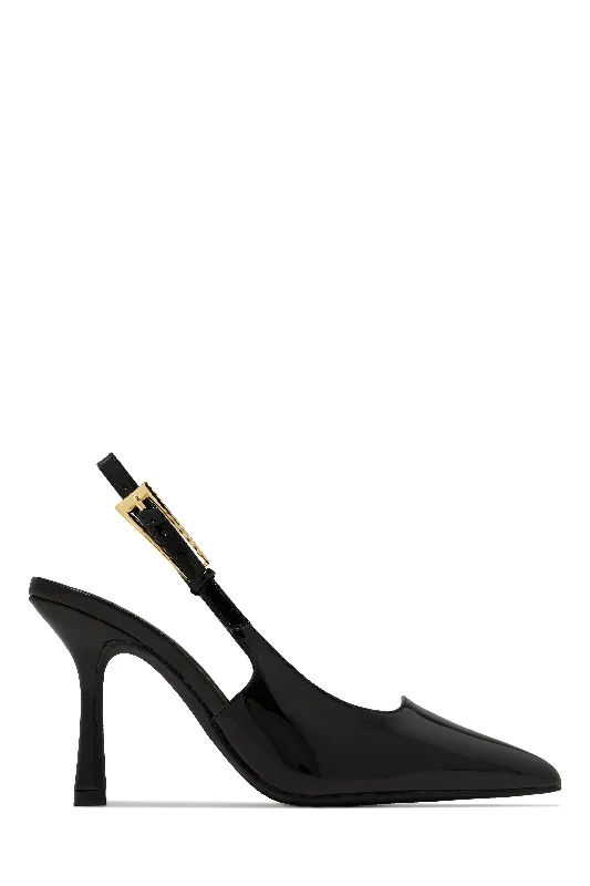 Stylish Everyday Shoes Caroline Slingback Pumps - Black Pat
