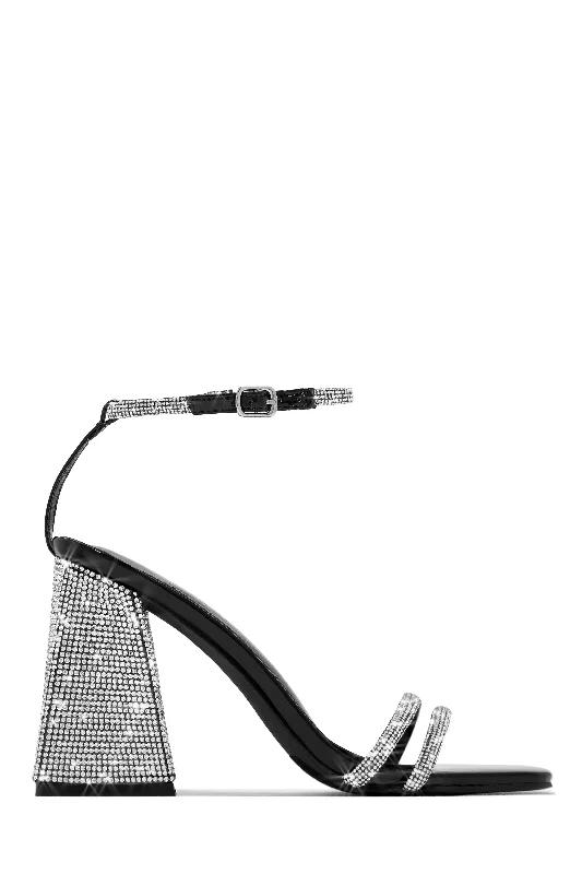 Cool Sneakers Celebrate You Embellished Triangle Block Heels - Black
