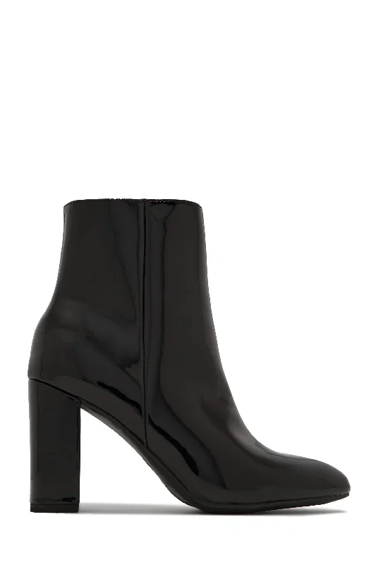 Plush Footwear Cindy Block Heel Ankle Boots - Black Pat