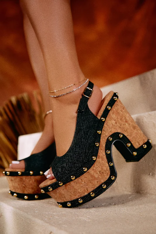 Sporty Sneakers Clarisse Platform Block Heels - Black