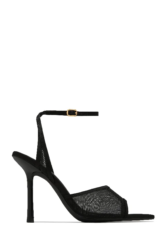 Water-Resistant Sneakers Cora Peep Toe High Heels - Black