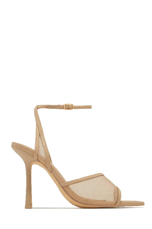 Elegant Footwear Cora Peep Toe High Heels - Nude