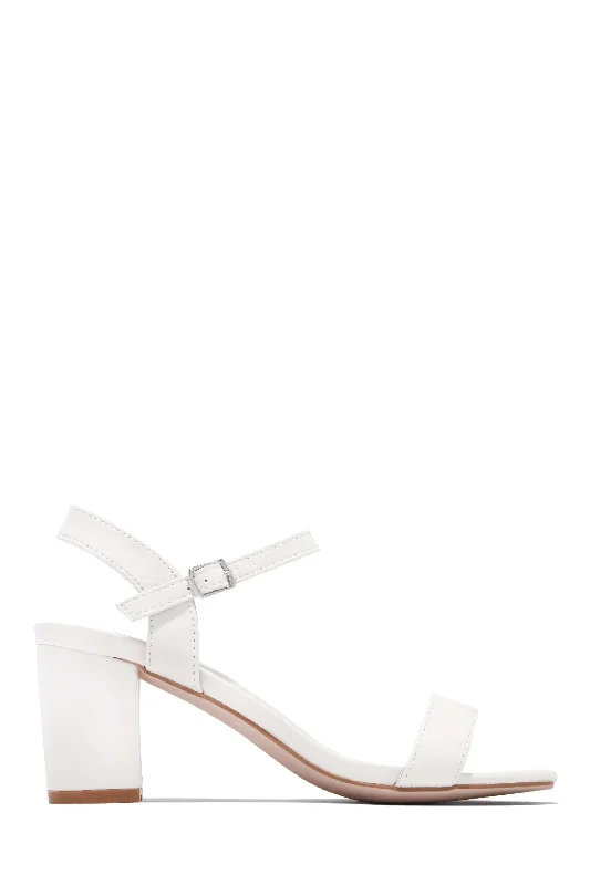 Lightweight Shoes Deryna Ankle Strap Block Heels - White