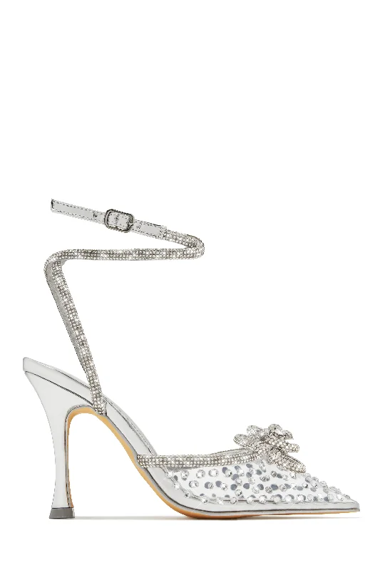 Ultra-Fashion Sneakers Elina Embellished Ankle Strap Pumps - Silver