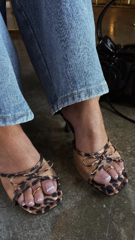 Lightweight Shoes Eliza Mid Heel Mules - Leopard