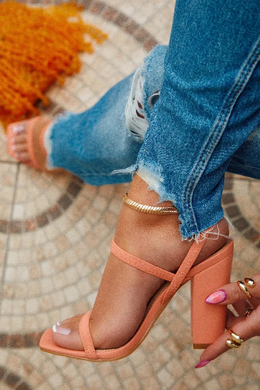 Summer Sneakers Emerie Slingback Block High Heels - Coral
