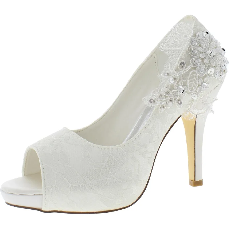Memory Foam Shoes Emily Bridal Womens Lace Floral Print Pumps
