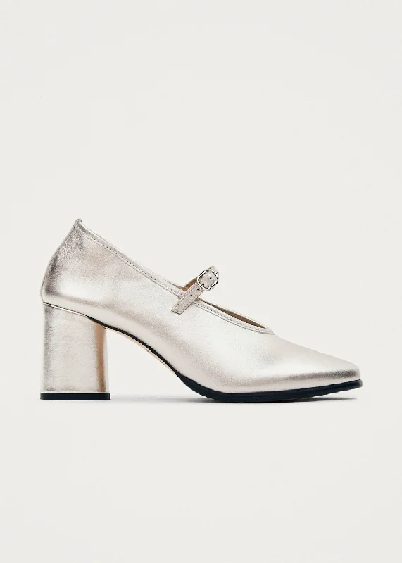Ultra-Light Shoes Esha Shimmer Silver Leather Pumps