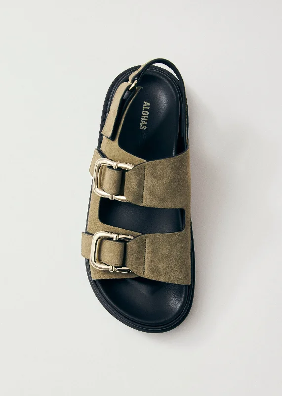 Cozy Sneakers Harper Suede Khaki Leather Sandals