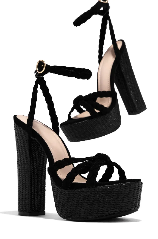 Lightweight Shoes Hilda Platform Block High Heels - Black