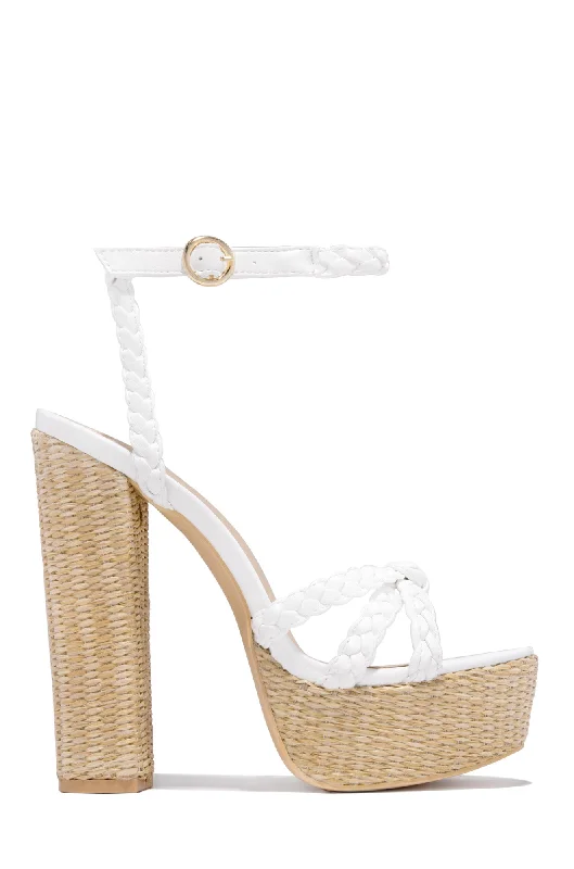 Walking Sneakers Hilda Platform Block High Heels - White