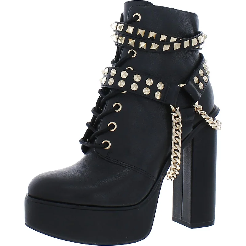 Sleek Loafers Jessica Simpson Womens Lannoli Leather Studded Block Heels