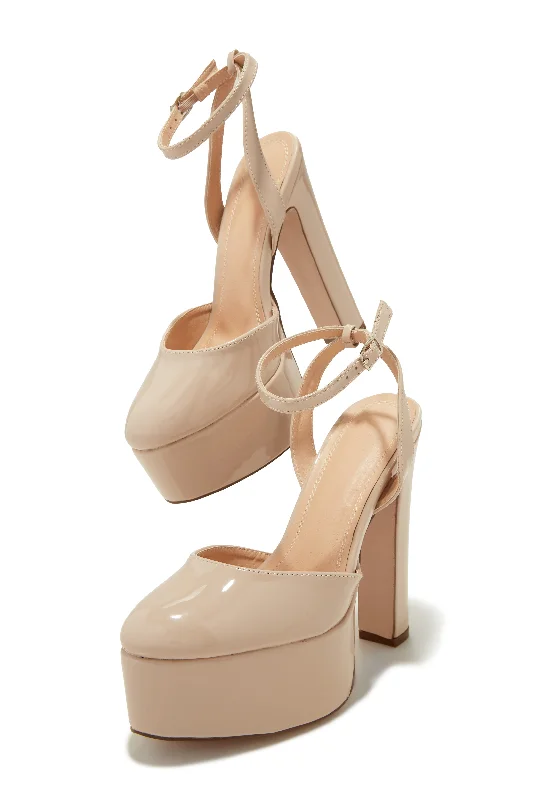 Fashionable Slip-Ons Jhene Block Platform High Heels - Nude