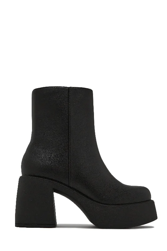 Everyday Sneakers Karlie Platform Block Heel Ankle Boots - Black