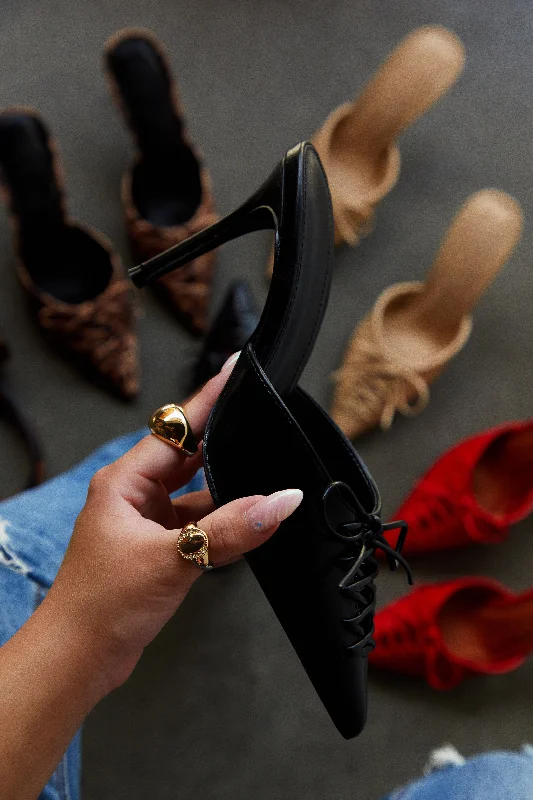 Trendy Walking Shoes Lina Pump Heel Mules - Black