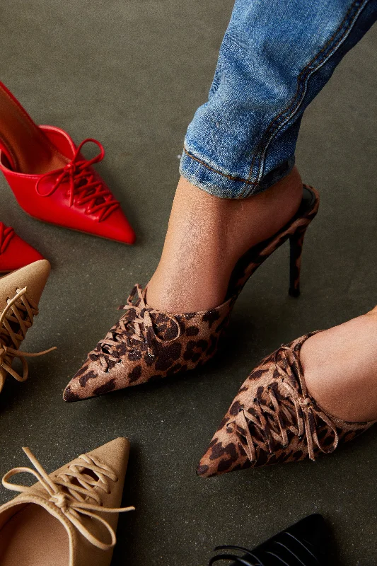 Sporty Sneakers Lina Pump Heel Mules - Leopard
