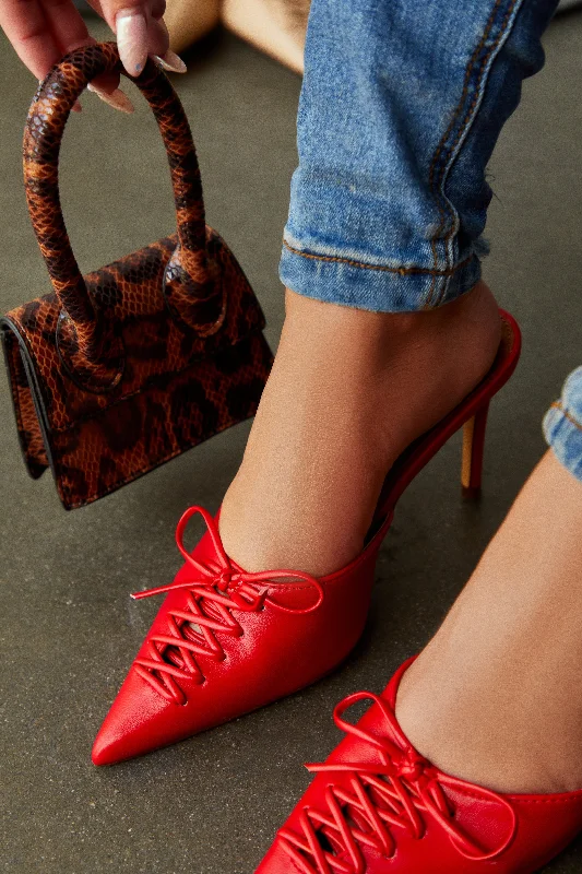 Sporty Street Sneakers Lina Pump Heel Mules - Red