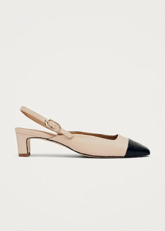 Trendy Walking Shoes Lindy Bicolor Cream Black Leather Pumps