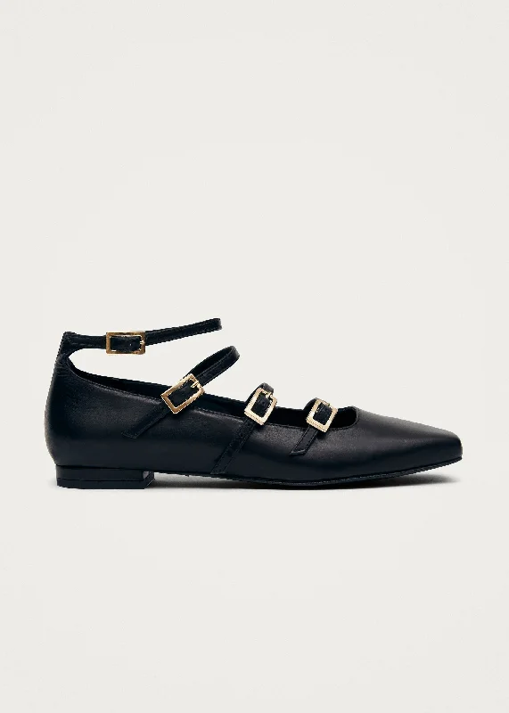 Cozy Slip-Ons Luke Black Leather Ballet Flats