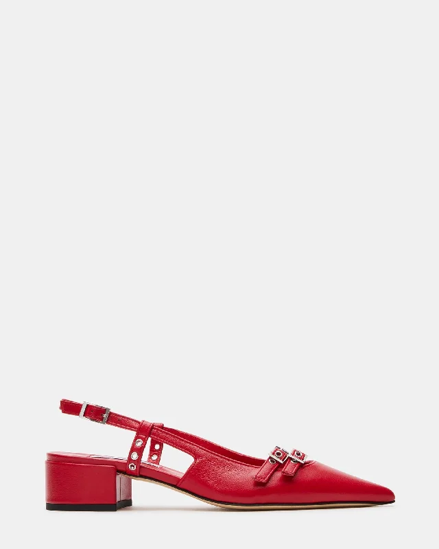 Lightweight Breathable Shoes MODISH RED LEATHER