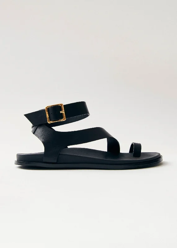 Cool Sneakers Myles Black Leather Sandals