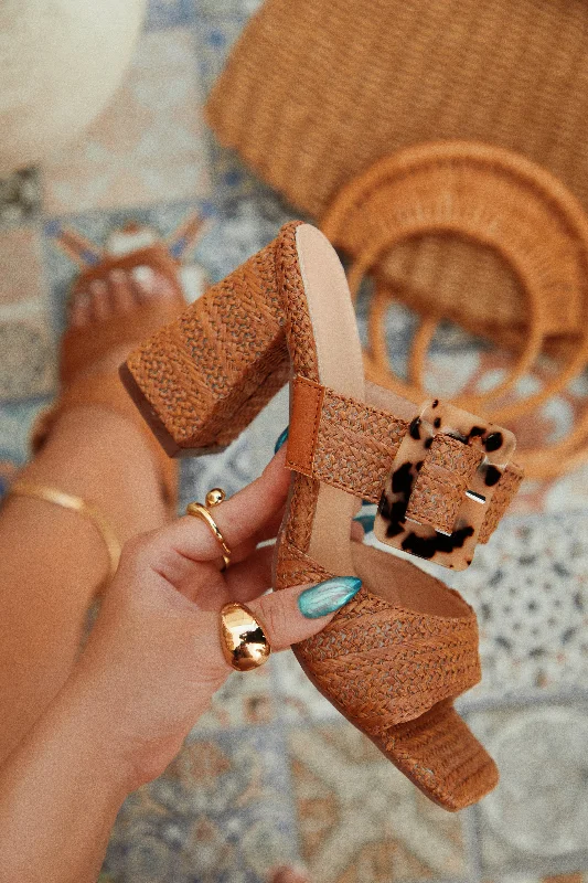 Lightweight Loafers Naya Block Heel Mules - Tan