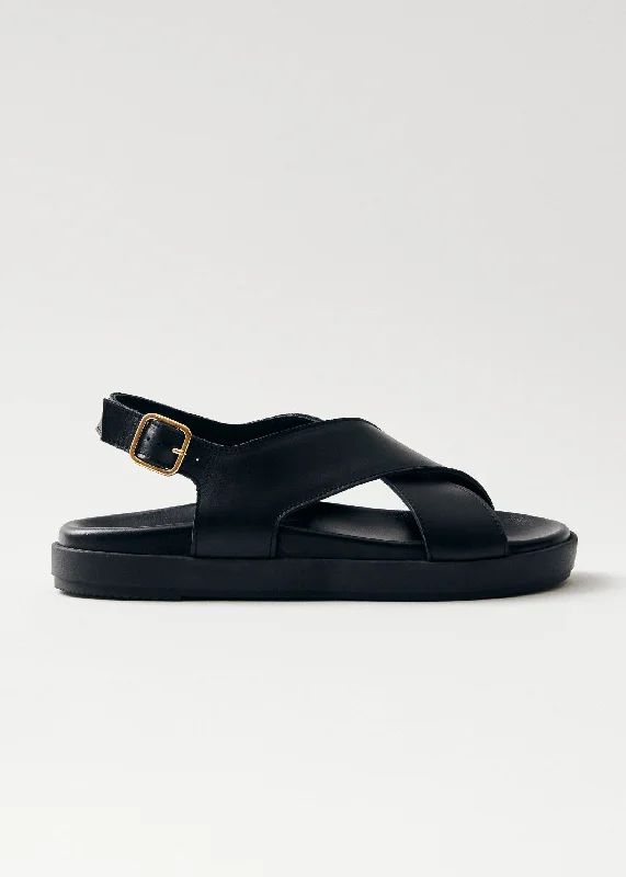 Cozy Walking Shoes Nico Black Leather Sandals