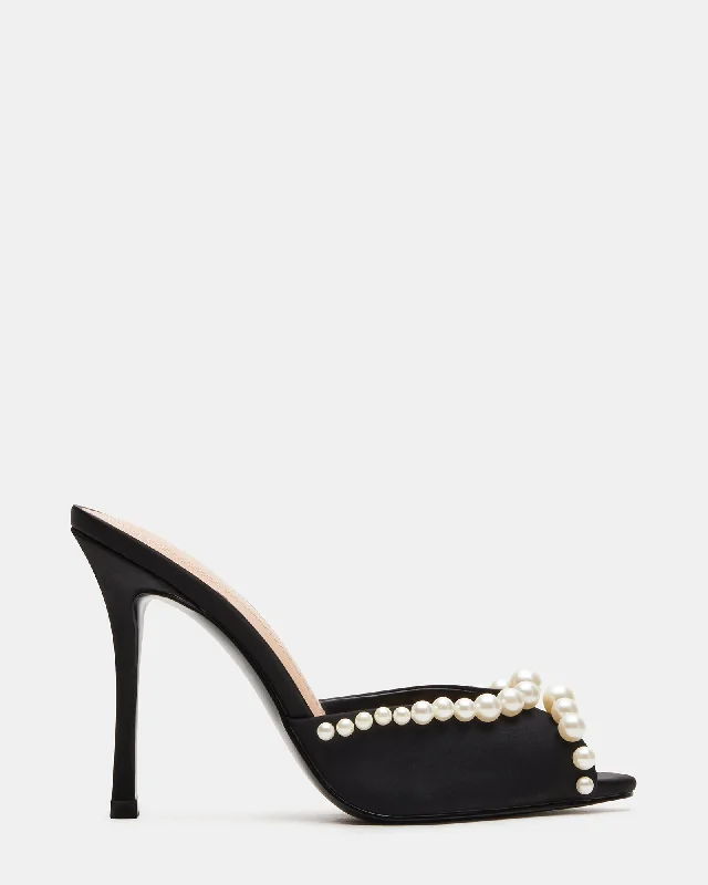 Plush Footwear PRIYA PEARL BLACK SATIN