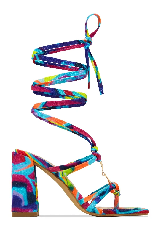 Cozy Walking Shoes Stepping Out Lace Up Block Heels - Multi