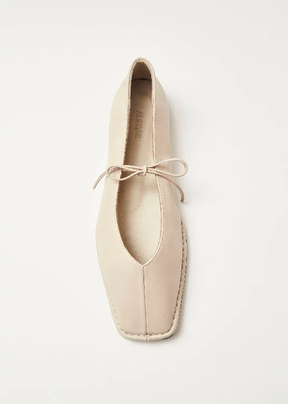 Memory Foam Shoes Sway Cream Leather Ballet Flats