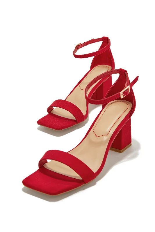 Fashion Shoes Tamia Block Mid Heels - Red