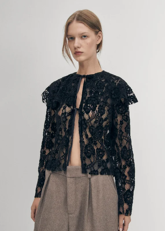 Trendy Slip-Ons Tolpa Lace Black Blouse