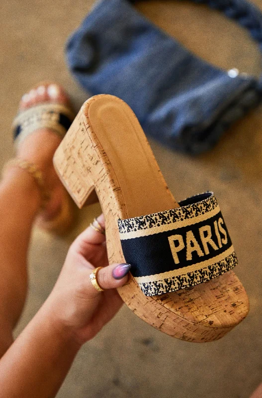Breathable Loafers Trips With You Platform Block Heel Mules - Navy