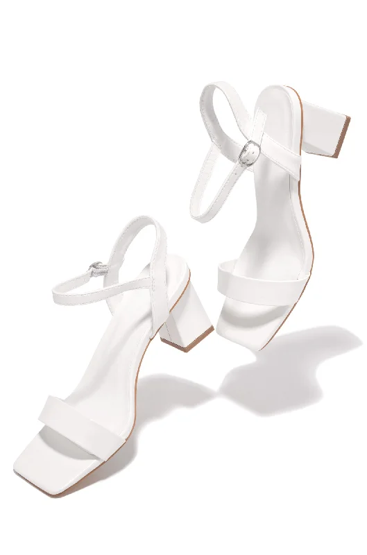 Non-Slip Shoes Violet Block Mid Heels - White