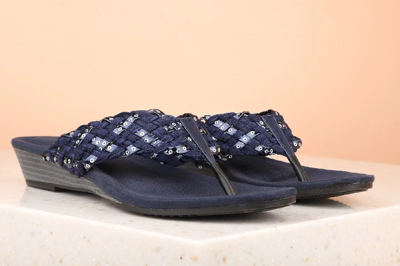 Padded Insole Shoes Women Navy Wedge Sandals