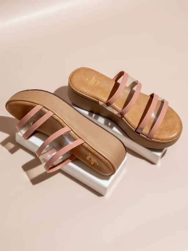 Lightweight Breathable Shoes Women Peach Transparent Strappy Wedge Heels